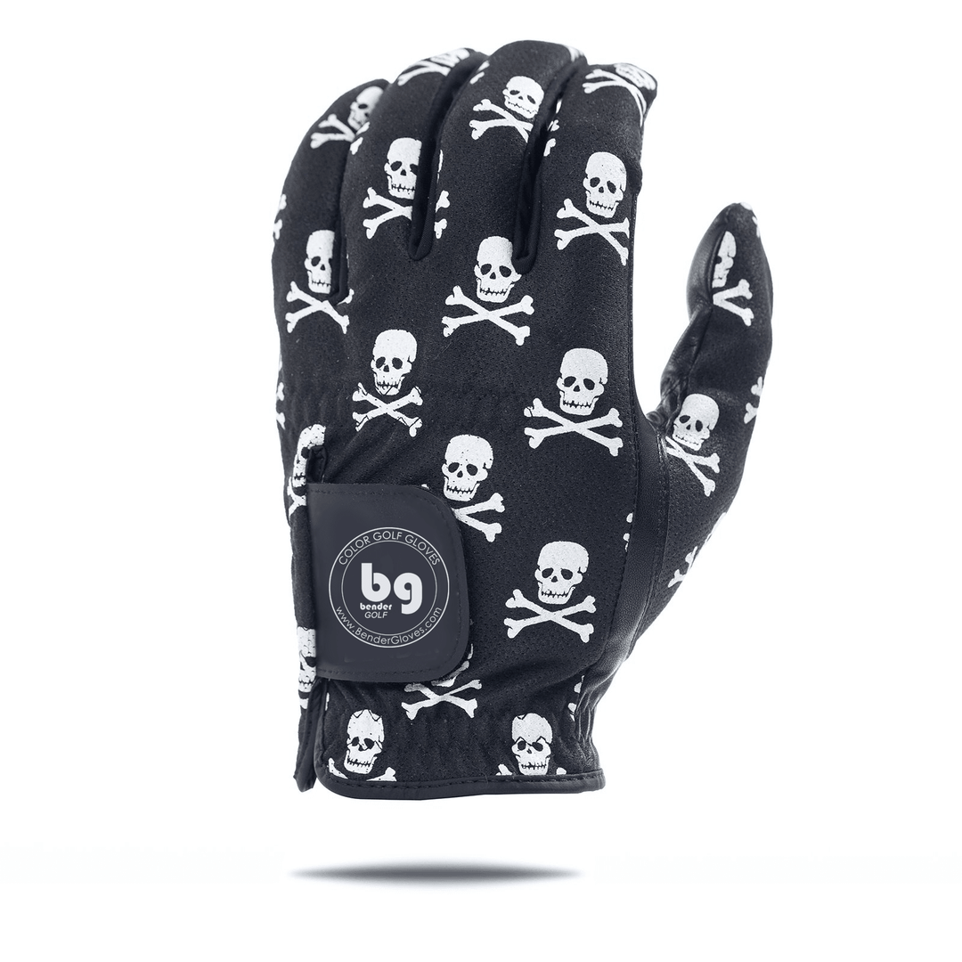Black Skull and Crossbones Mesh Golf Glove LH (wear on left) / Men XXL (2X)