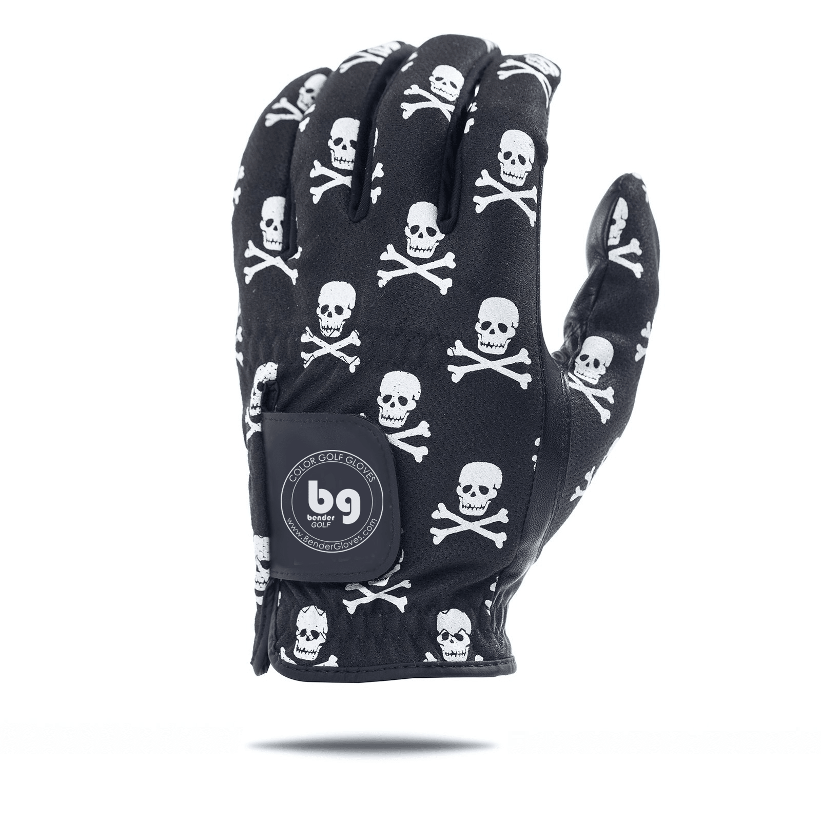 Black Skull and Crossbones Mesh Golf Glove - Bender Gloves