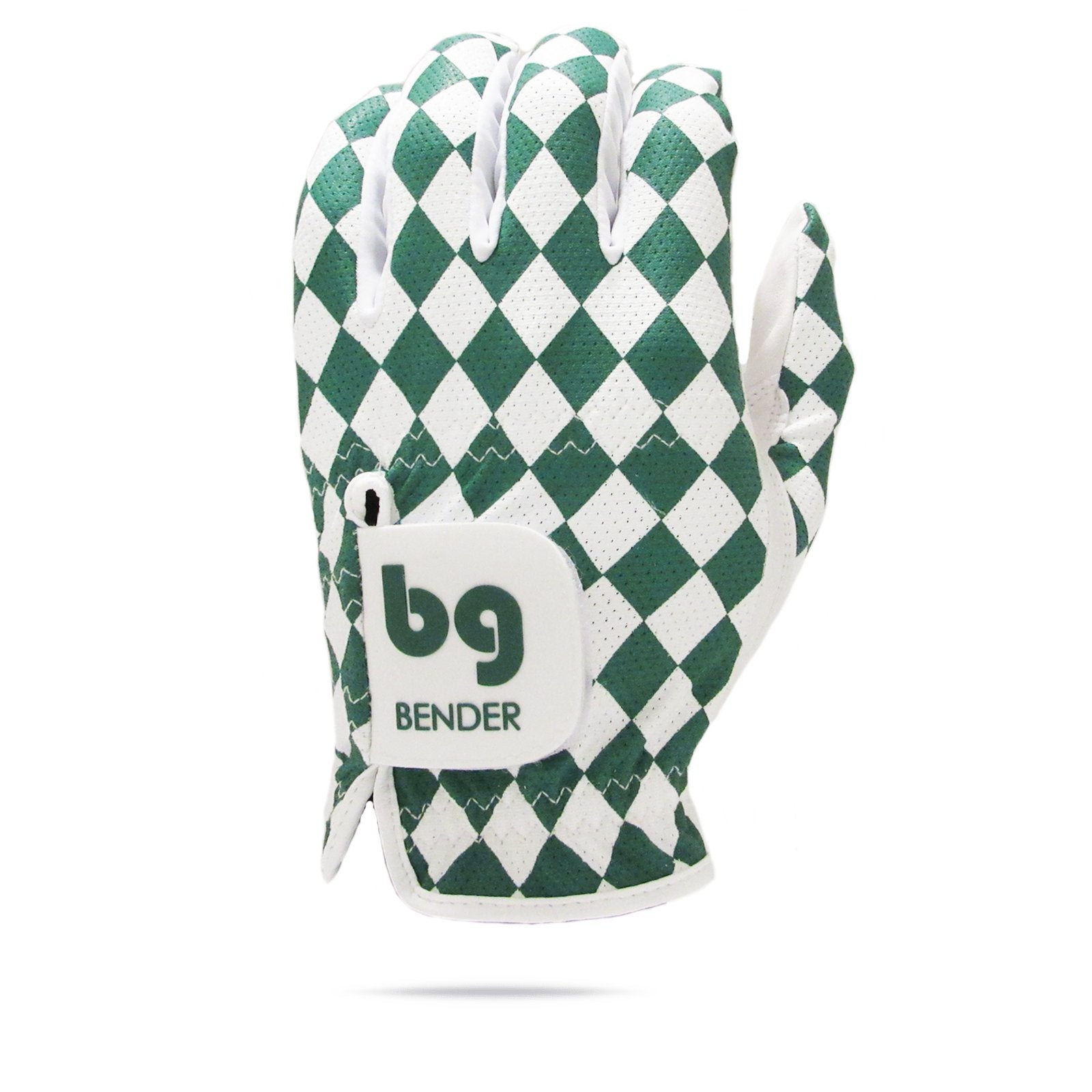 Dark Green & White Mesh Team Golf Glove - Bender Gloves